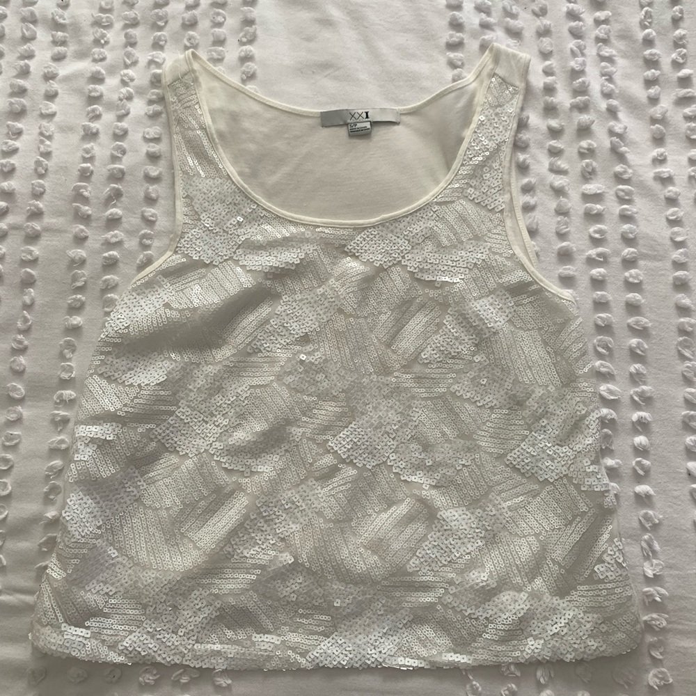 White Sequin Tank